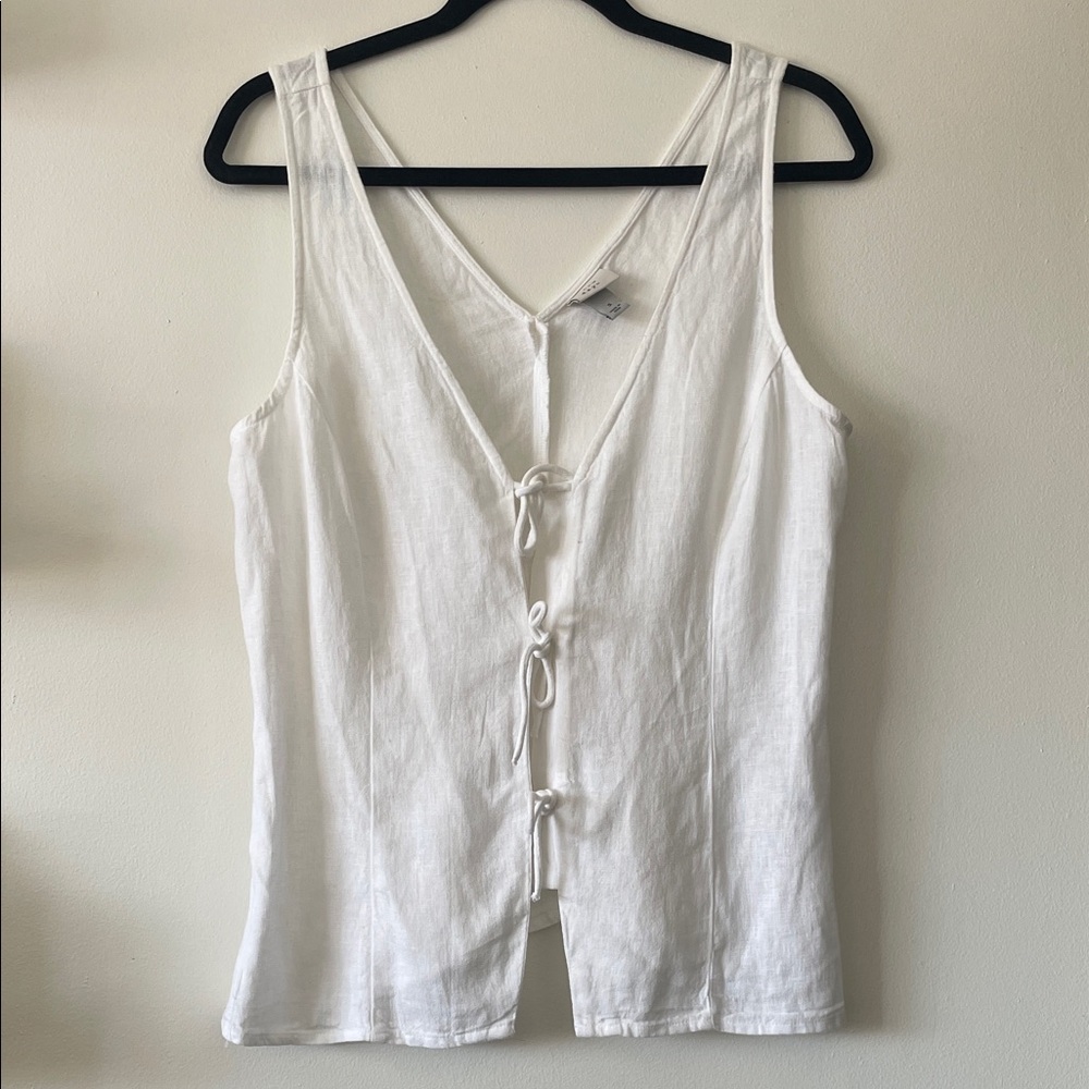 White Tie-Front Women's Tank Top